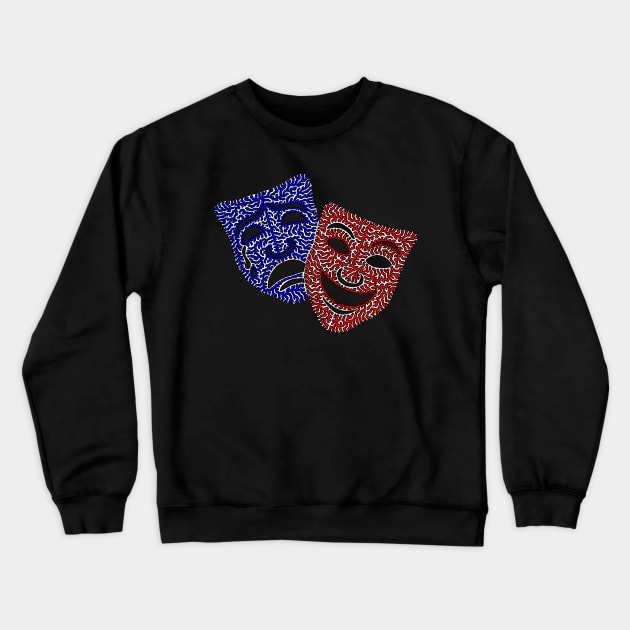Comedy & Tragedy Masks Crewneck Sweatshirt by NightserFineArts